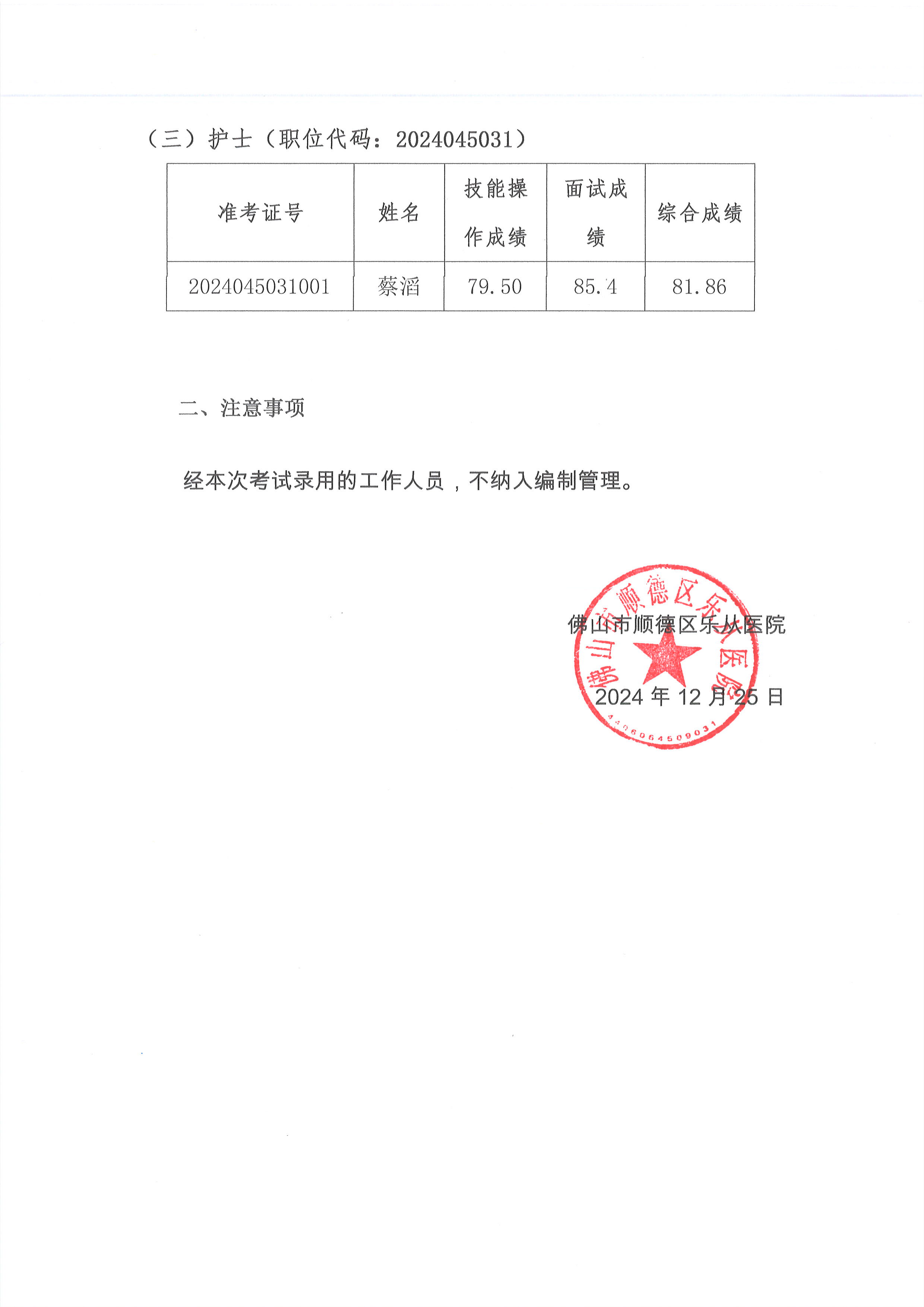 佛山市顺德区乐从医院2024年编外非后勤人员（第2期）公开招聘拟聘人员名单公示（第二批）2.jpg